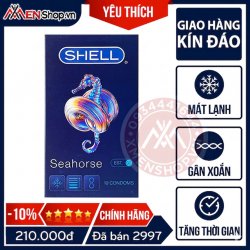 Bao Cao Su Hàn Quốc Shell Seahorse - Kéo Dài Thời Gian, Gân Xoắn, Bạc Hà Mát Lạnh - 10 Chiếc