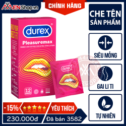 Bao Cao Su Durex Pleasuremax - Size Lớn, Gân Gai, Kéo Dài Thời Gian - 12 Chiếc