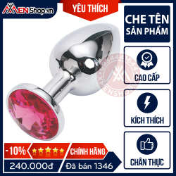 Phích Cắm Hậu Môn Kim Loại Đá Tròn - Size Lớn