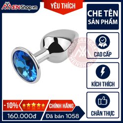 Phích Cắm Hậu Môn Kim Loại Đá Tròn - Size Nhỏ
